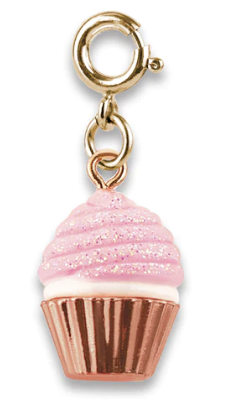 Pink Glitter Cupcake Charm