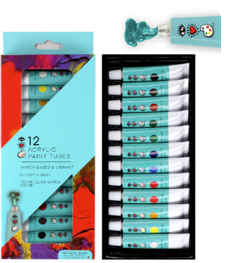 12 Acrylic Paint Tubes