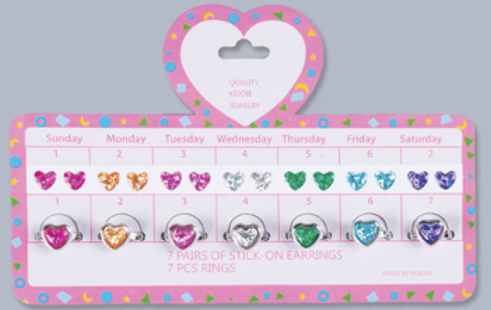 7 Day Heart Earring/Ring Sets