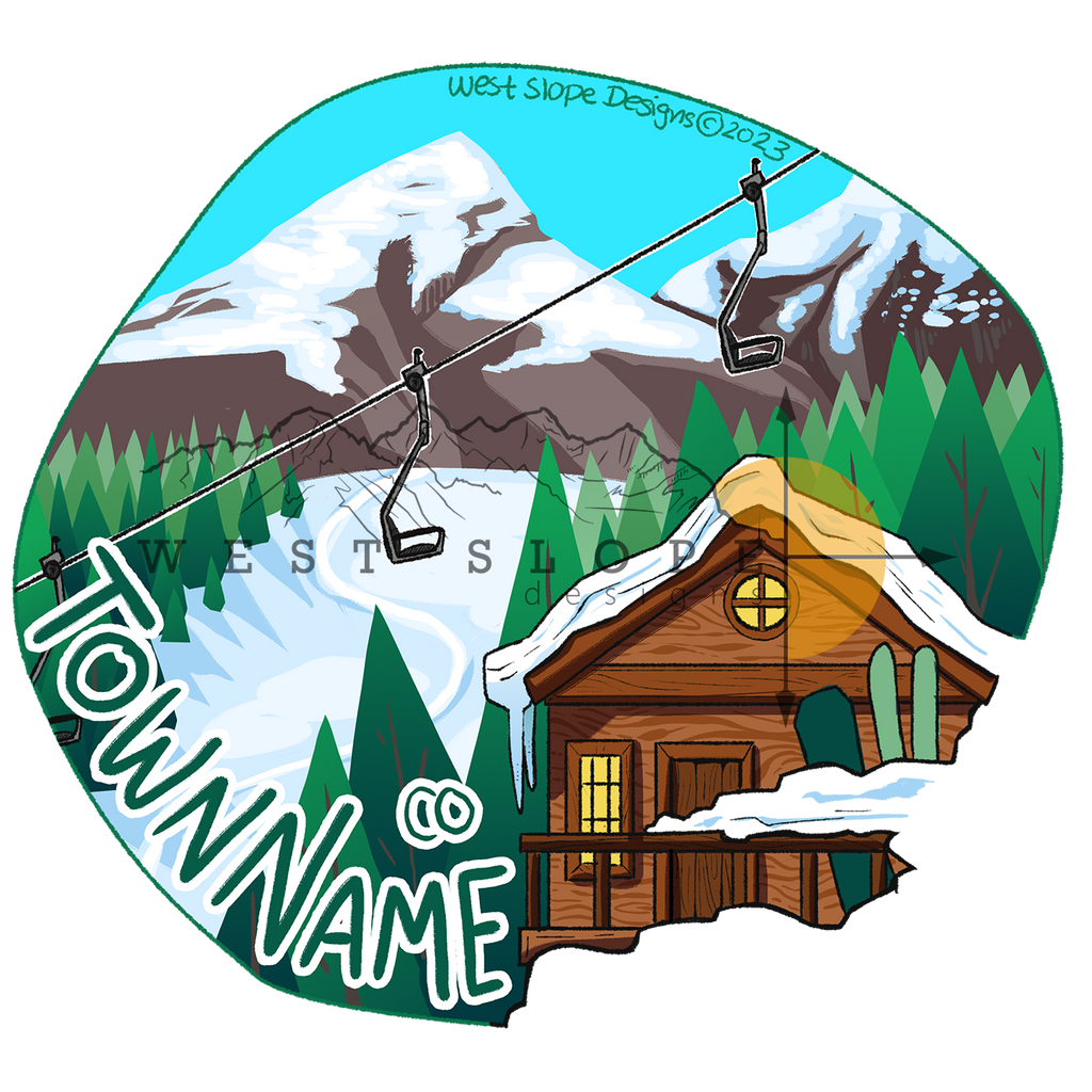 Ski Cabin Sticker