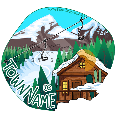 Ski Cabin Sticker