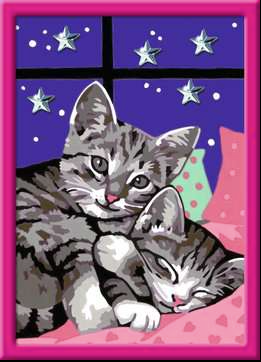 CreArt: Sleepy Kitties w/Gems 5x7