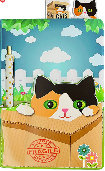 Cat in a Box Pocket Journal w/Pen