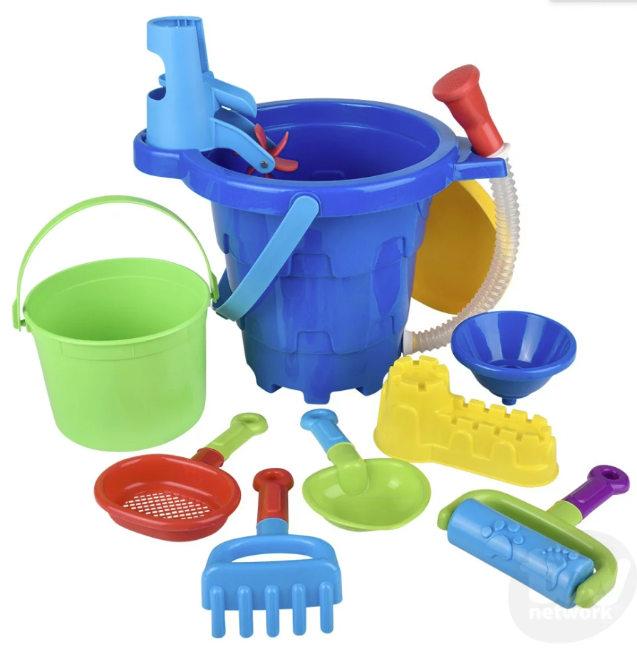Large Bucket With 9pc Sand Toys