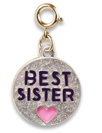 Gold Glitter Best Sister Charm