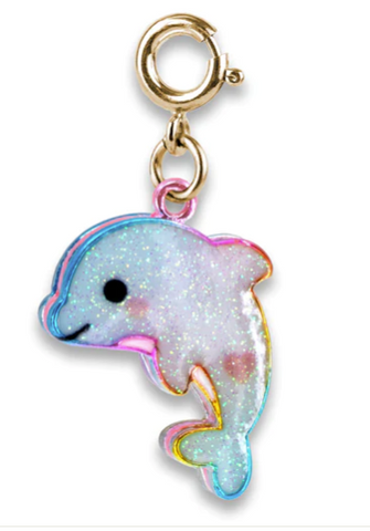 Gold Glitter Dolphin Charm