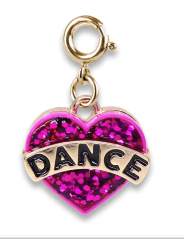 Gold Glitter Dance Heart Charm