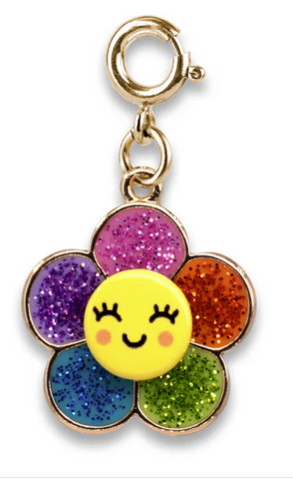 Gold Glitter Happy Flower Charm