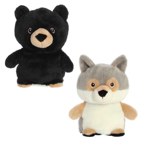 6.5" Eco Nation - Reversible Black Bear And Wolf
