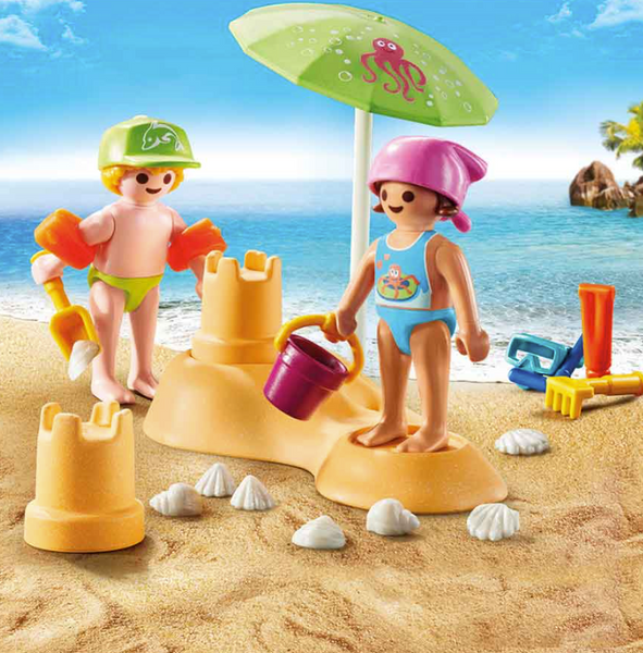 Kids with Sand Castle