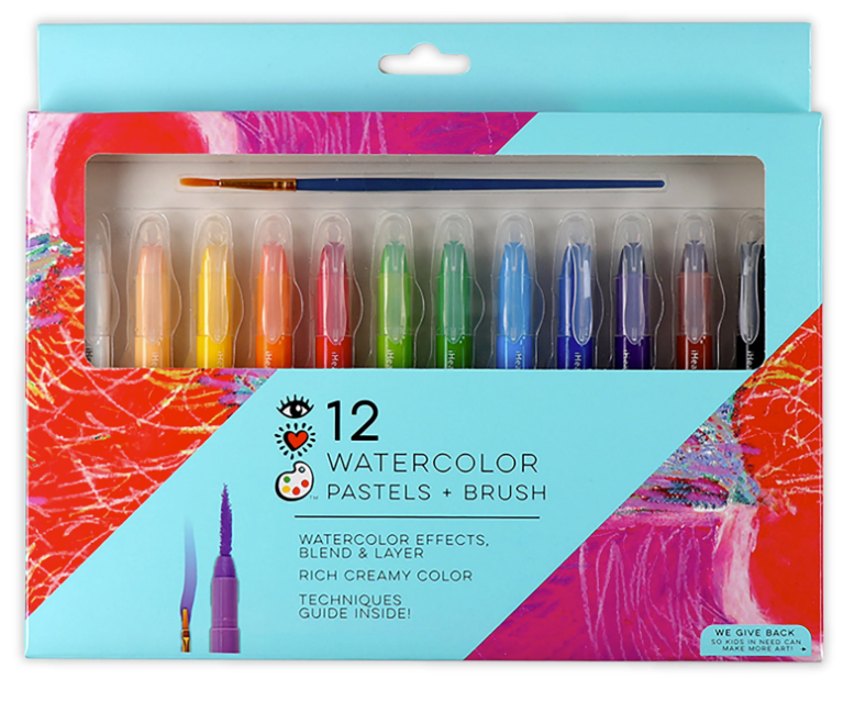 12 Watercolor Pastels&Brush