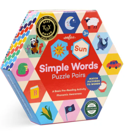Simple Words Hexagon Puzzle Pairs