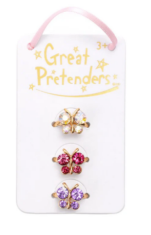 Butterfly Gem Rings 3Pc