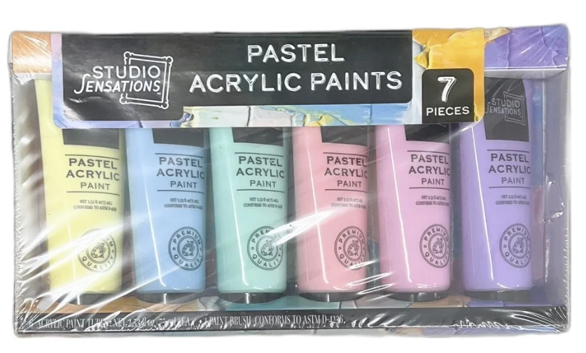 Pastel Acrylic Paints & Brush Set