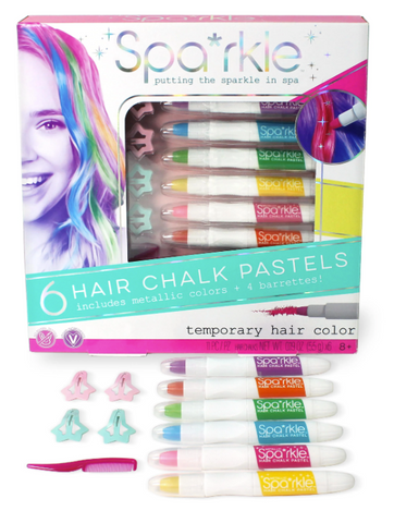 6 Hair Chalk Pastels & Barrettes