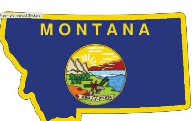 Montana Flag Shaped Sticker