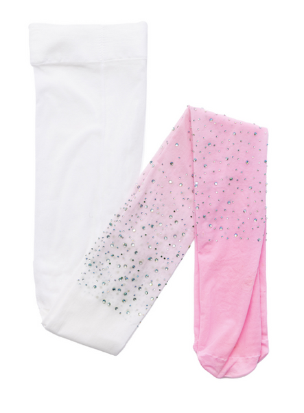 Rhinestone Tights Pink/Wht