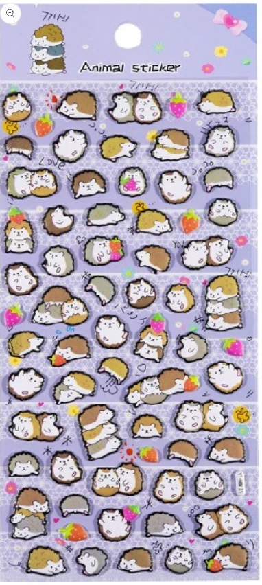 Hedgehog Puffy Stickers