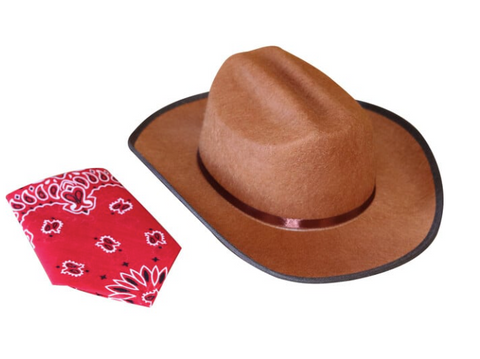 Cowboy Hat Brown W/Bandana