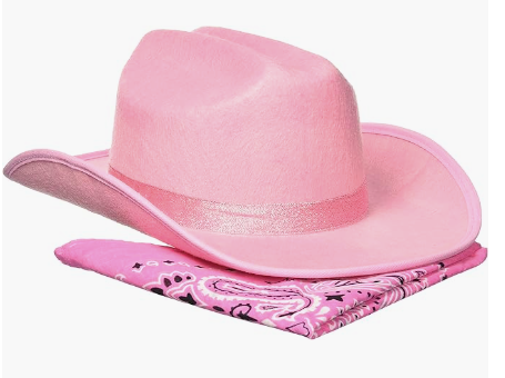 Cowboy Hat Pink Spkle W/Bandana