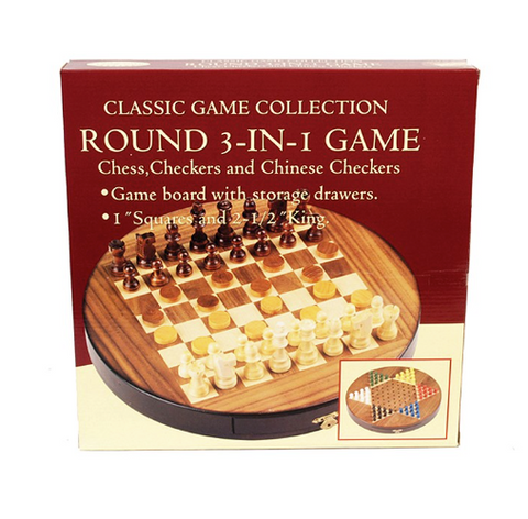 Walnut Round 3-in-1 Game Set