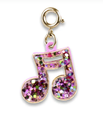 Gold Glitter Music Note Charm