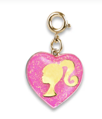 Gold Glitter Barbie Heart Charm