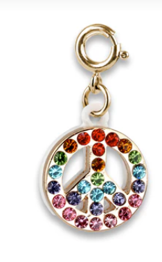 Gold Rainbow Sparkle Peace Charm