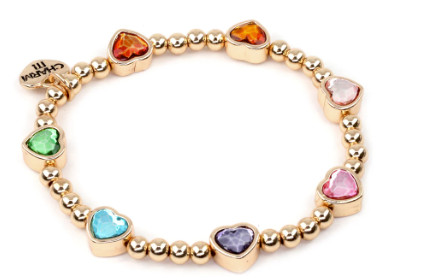 Gold Heart Stretch Bead Bracelet