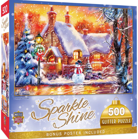 Snowman Cottage Glitter 500pc