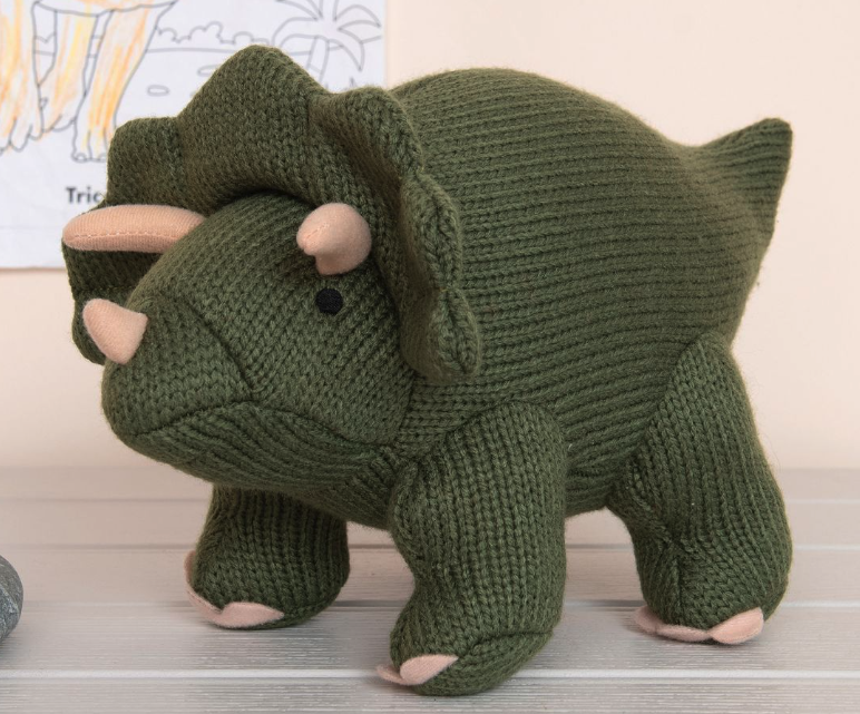 Knitted Triceratops Moss Green
