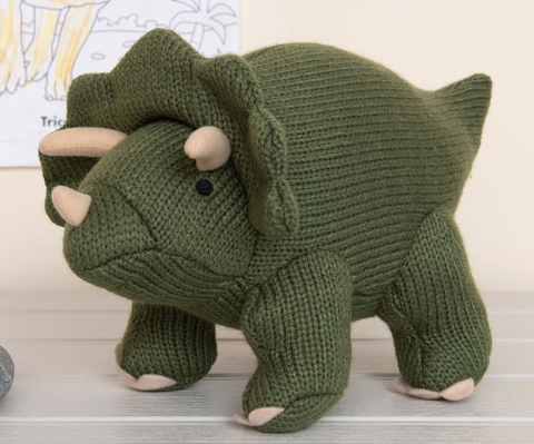 Knitted Triceratops Moss Green
