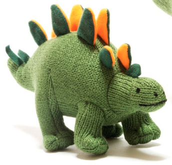 Knitted Stegosaurus Rattle Green