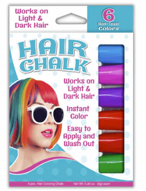 Hair Coloring Chalk, 6 Pack