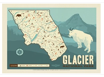 Map Of Glacier Postcard