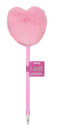 Pink Furry Heart Pens