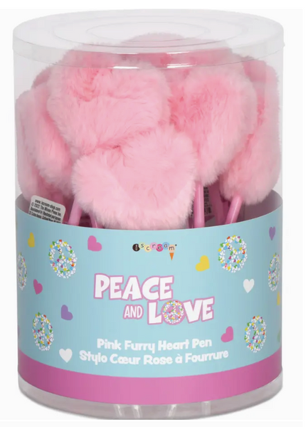 Pink Furry Heart Pens