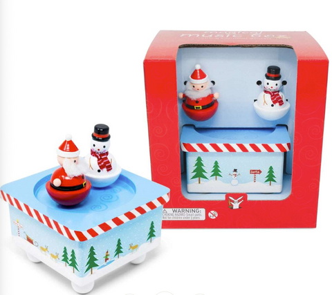 Music Box-Dancing Santa & Snowman