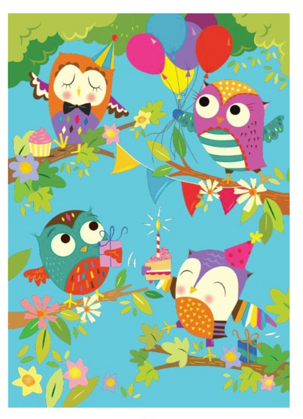 Cute Owls Glitter Card