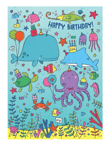 Ocean Life Glitter Card