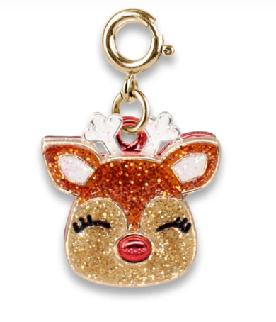 Gold Glitter Reindeer Charm