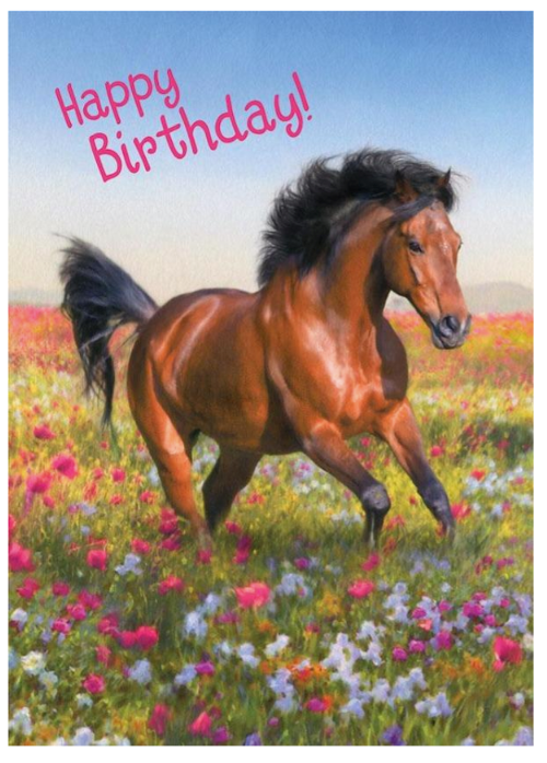 Happy Birthday Card Horse Running