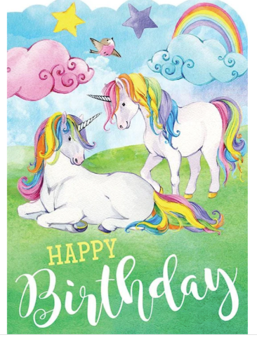 Rainbow Unicorns Glitter Card