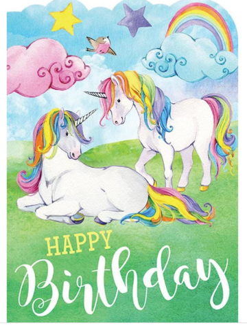 Rainbow Unicorns Glitter Card