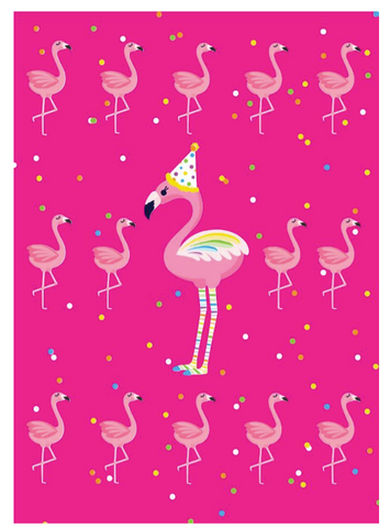 Flamingo OOAK Neon Ink Card