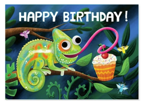 Chameleon Googly Eyes Bd Card