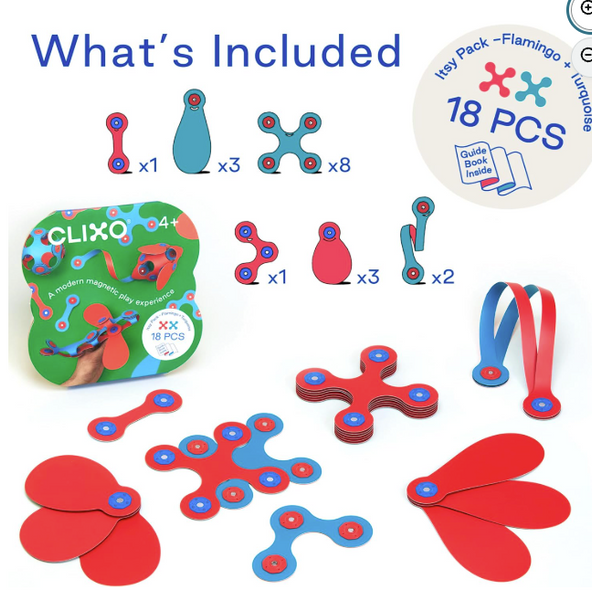 Clixo Mag.- ITSY 18pc Flamingo/Turq.