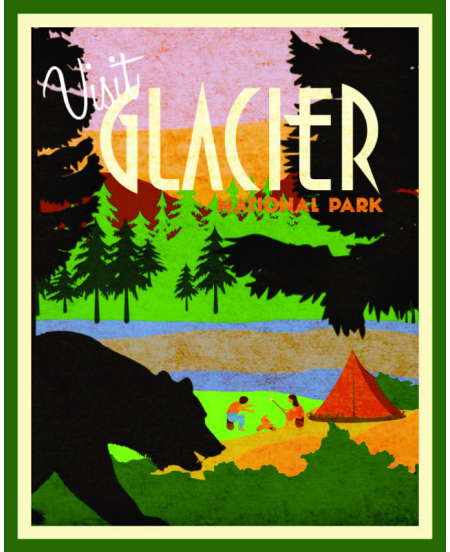 Visit Glacier Wood Magnet