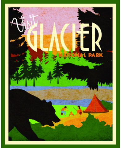 Visit Glacier Wood Magnet