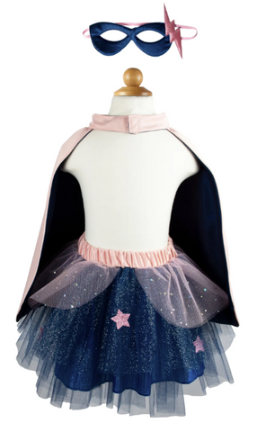 Super-duper Tutu/Cape/Mask, Pink/Navy 4/6